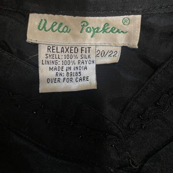 Ulla Popken Vintage Beaded Silk Jacket 24 26 Button Front Art to Wear Boho - Picture 14 of 15